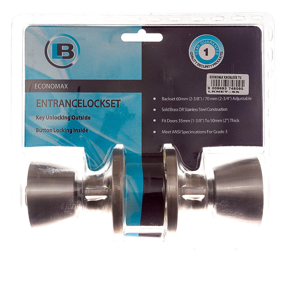 L&B Lockset Knoblock Economax Tulip Stainless Steel