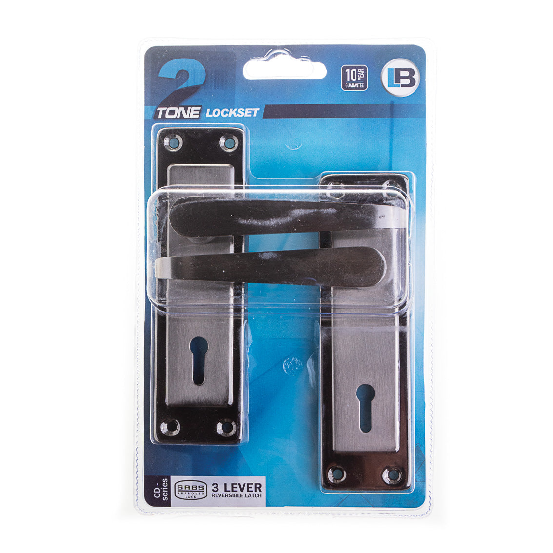 L&B Lockset Black Nickel/Satin Nickel 2Tone 3Lever 6" Straight