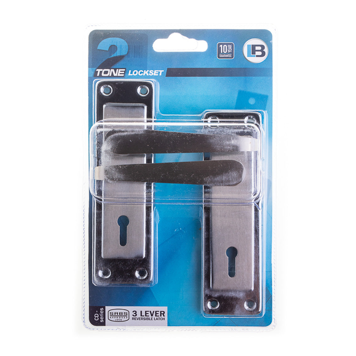 L&B Lockset Satin Nickel/Chrome Plated 2Tone 3Lever 6" Straight
