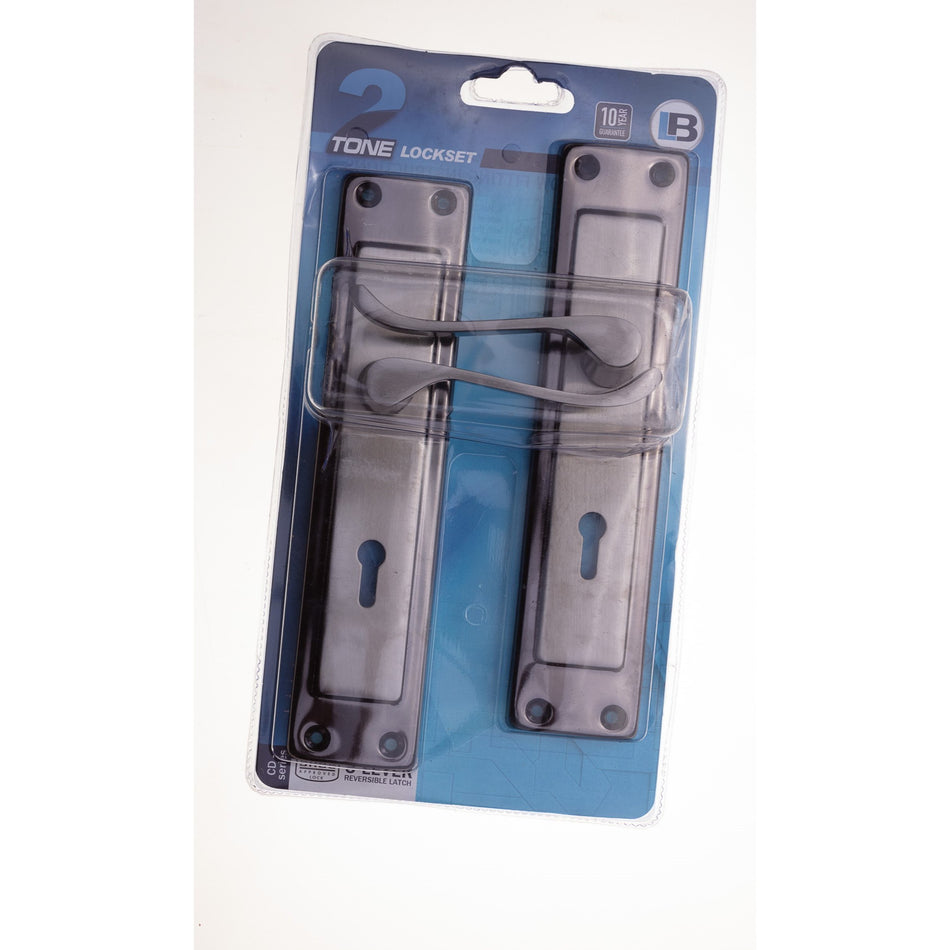 Generic Lock handle 2tone bn/sn plain  key 1'S