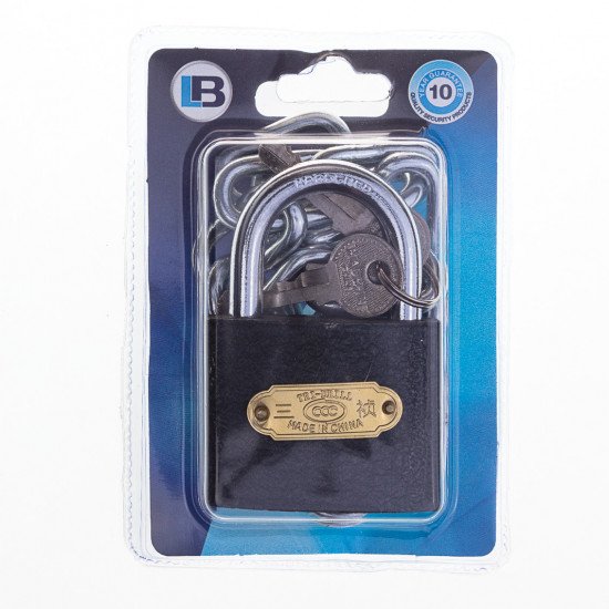 Ruwag 6mmx500mmx50mm Padlock Brass with Chain 1'S