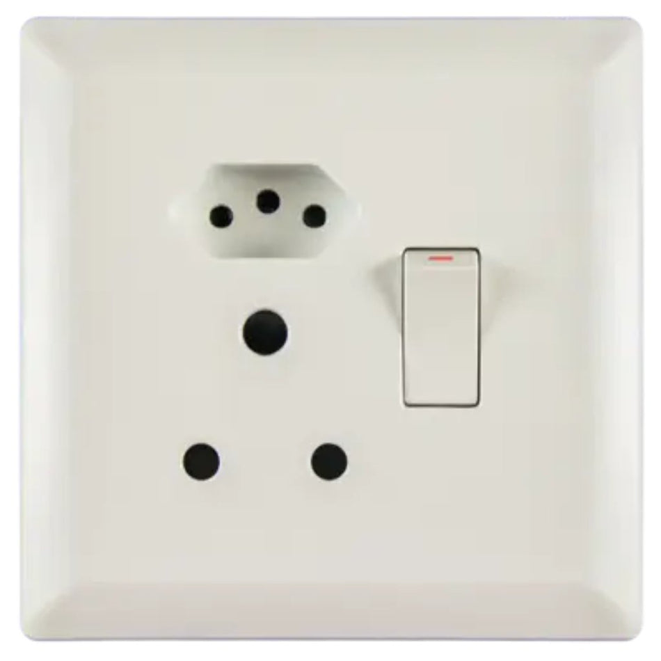 Lear Single & 1Euro Wall Plug (Socket) 4X4 - Lion Range PVC -