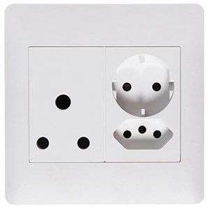 Lesco Apollo Socket 1x16A RSA + 1xV-Slim + 1x Schuko 100×100 -