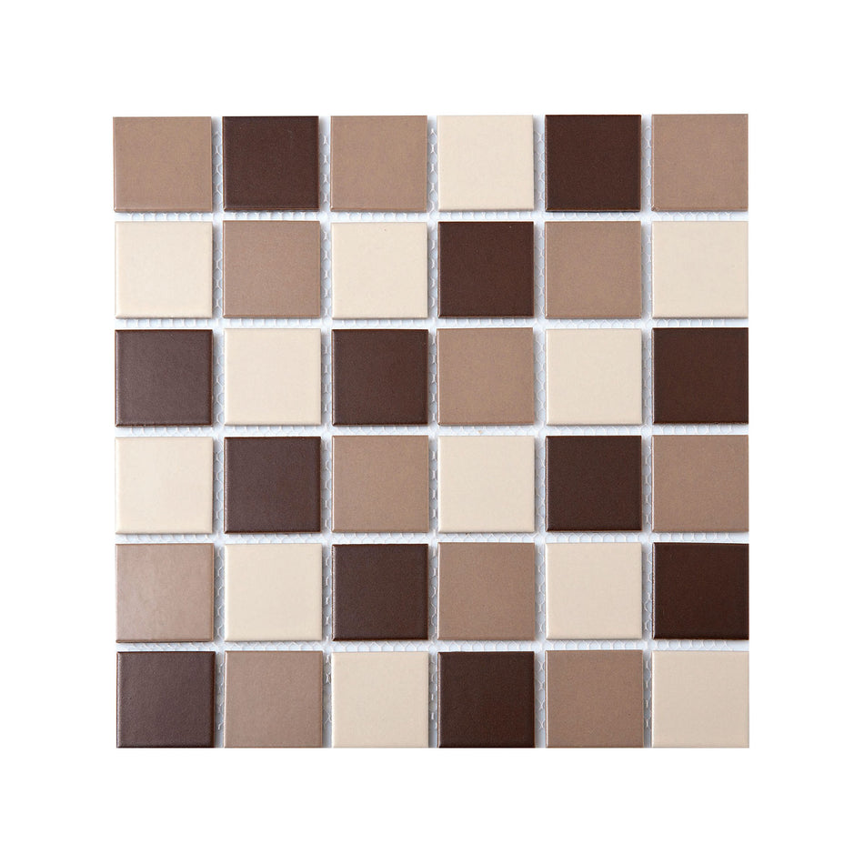 Falcon Mosaic Tile Porcelain Glazed Matt Beige Mix 48mm -