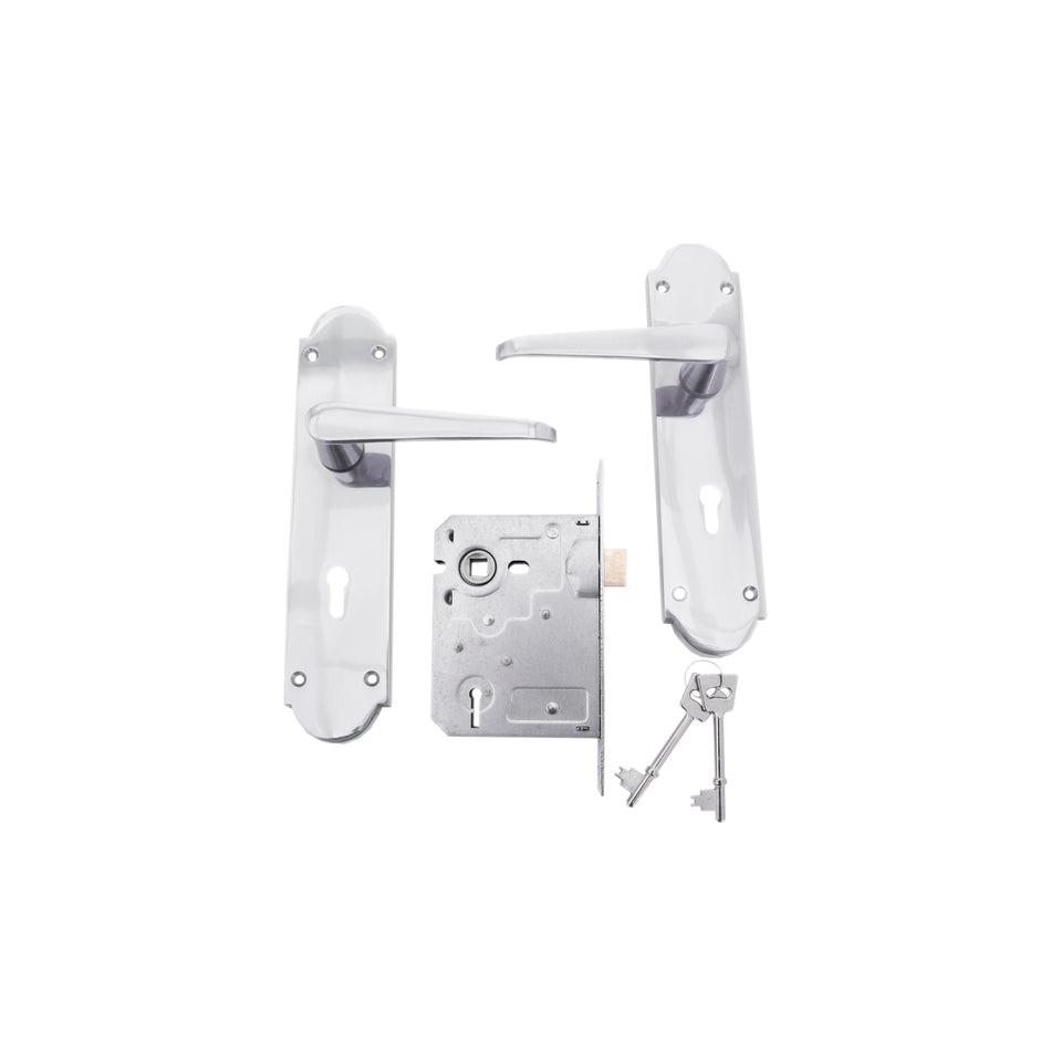 L&B Lockset Victorian Satin Nickel Plated Straight 3Lever