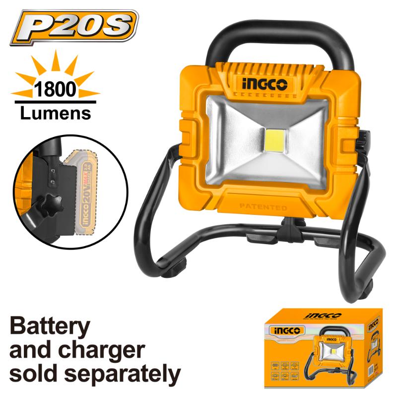 Ing-co Cordless 20V Lithium-Ion Portable Work Lamp 1800Lumens