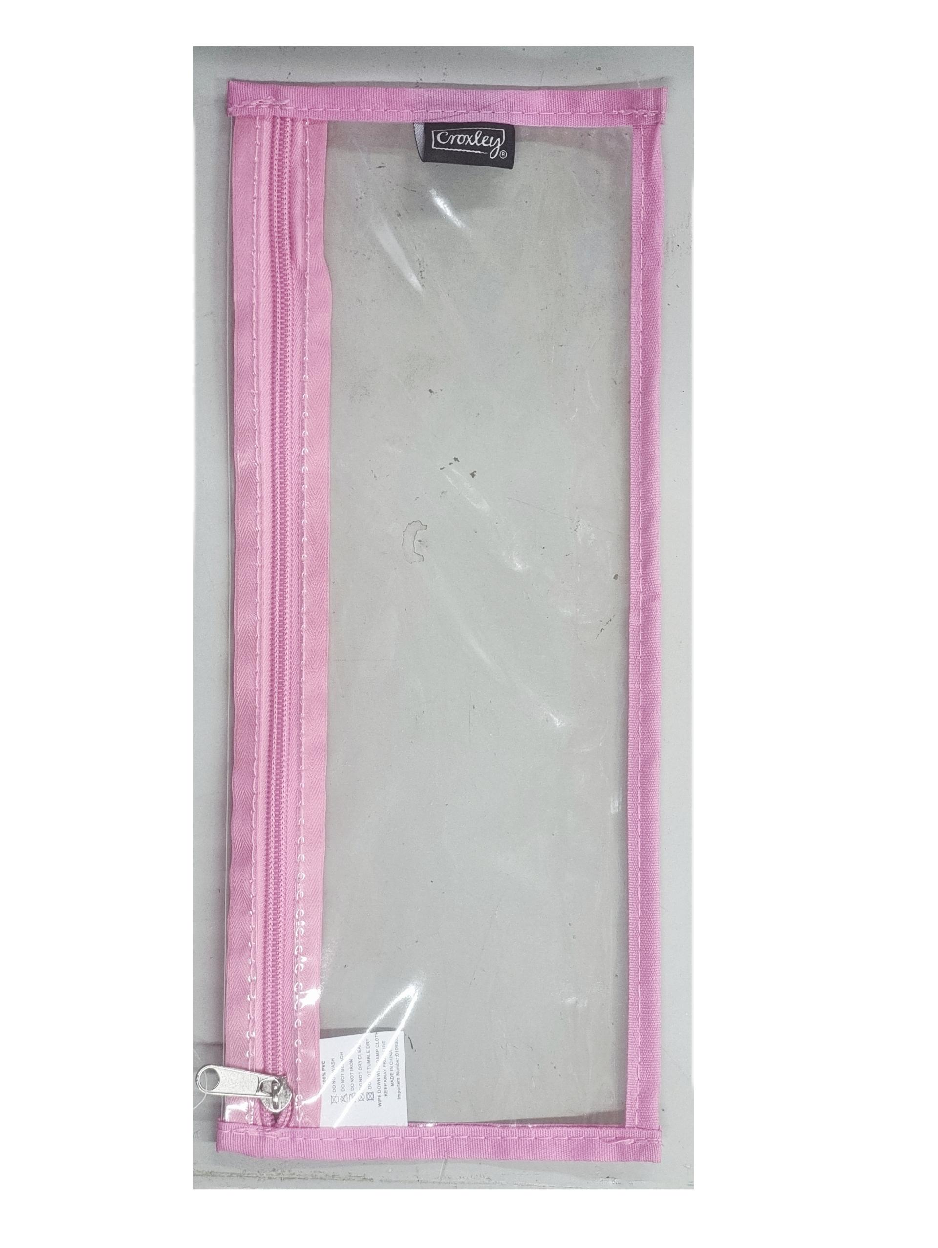 Croxley Clear Pencil Bag Pink