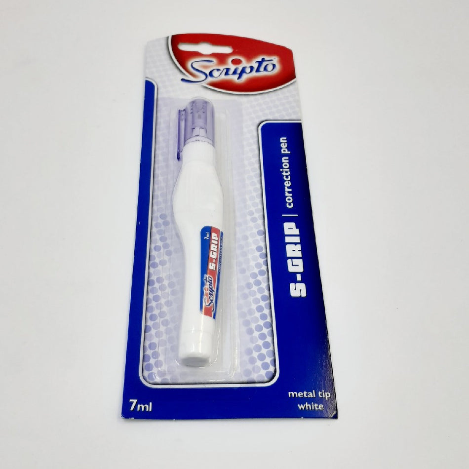 Scripto Correction Pen S Grip White 7ML