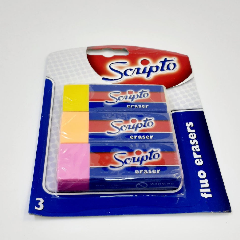 Scripto Fluo Eraser Assorted Set 3'S