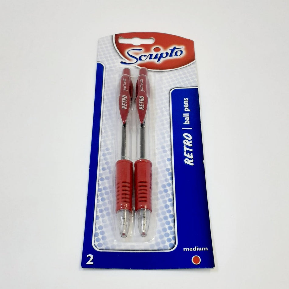 Scripto Retro Gel Pen Red 2'S