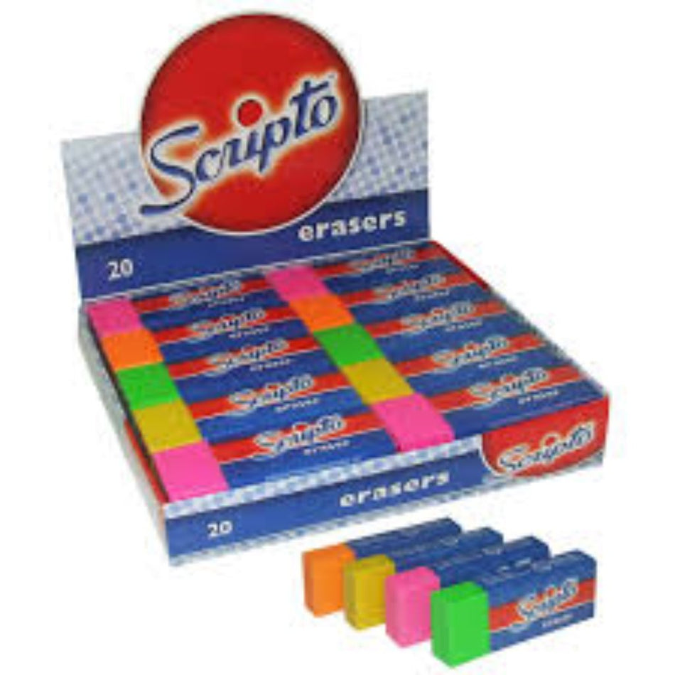 Scripto Fluo Eraser Large Assorted 1'S -
