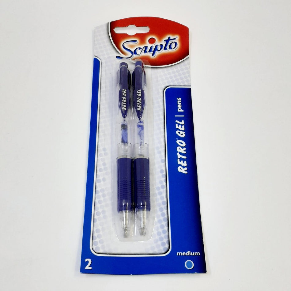 Scripto Retro Gel Pen Blue 2'S