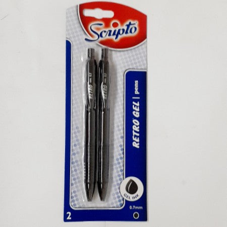 Scripto Retro Gel Pen Black 2'S