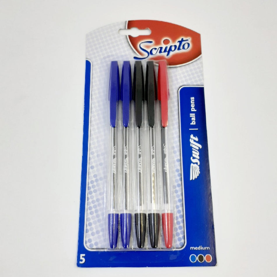 Scripto Swift Ball Pen Assorted 5'S