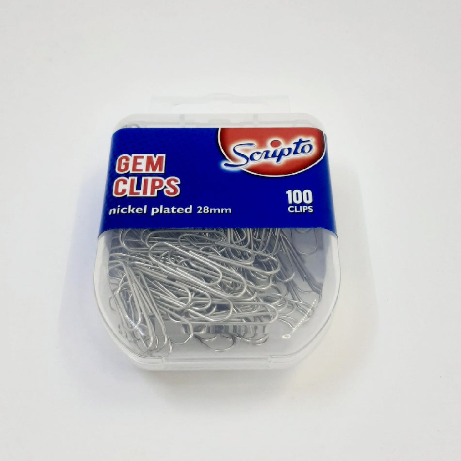 Scripto Gem Clips Nickel Plated 28MM 100'S