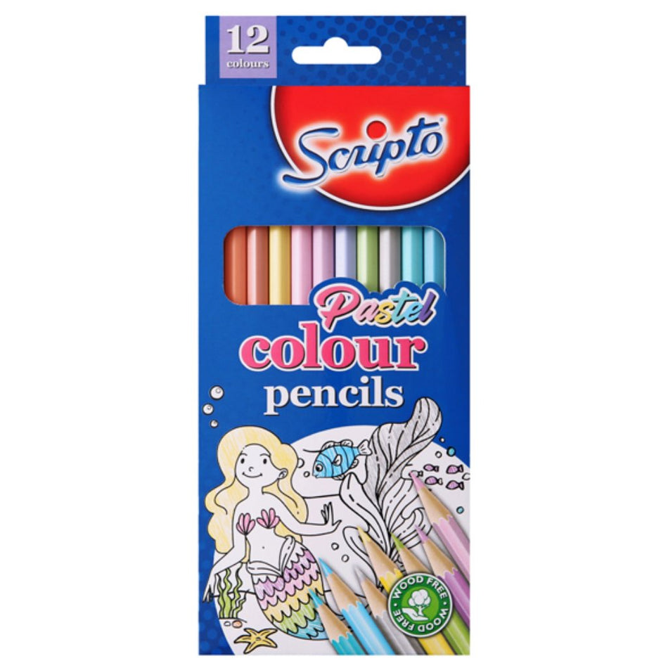 Scripto Pastel Colour Pencils Wood Free 12'S