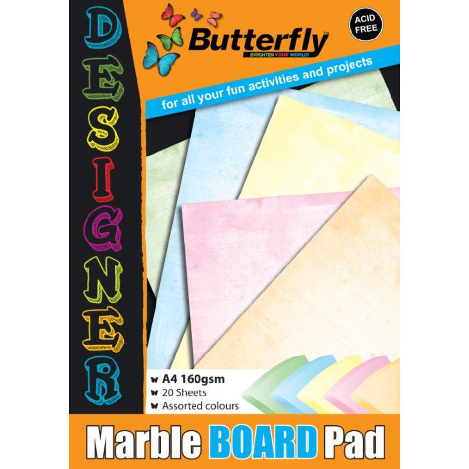Butterfly A4 Board Pads Sheets Marble 20'S
