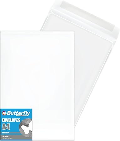 Butterfly White Envelope A4 10's -