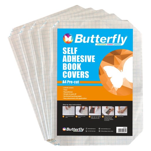Butterfly A4 Pre Cut Self Adhesive Book Covers 5'S -