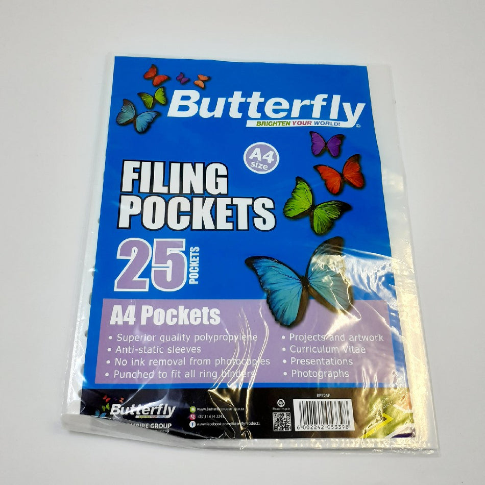 Butterfly A4 Filing Pockets 25'S