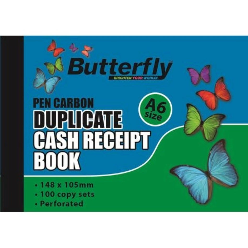 Butterfly Duplicate Cash Receipt A6 Book