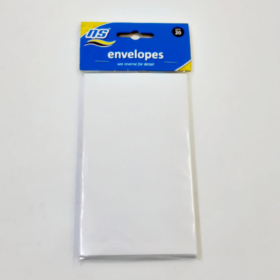 NS Envelopes 90x152MM White 20'S