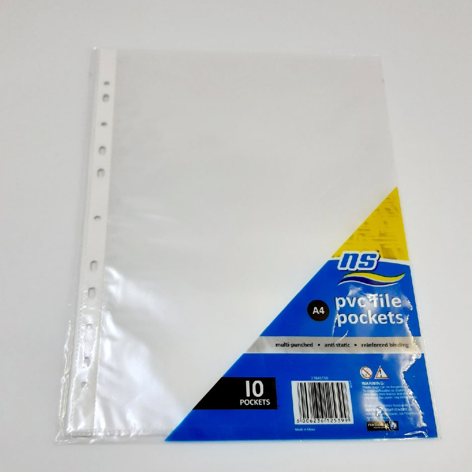 NS A4 Pvc File Pockets 10'S