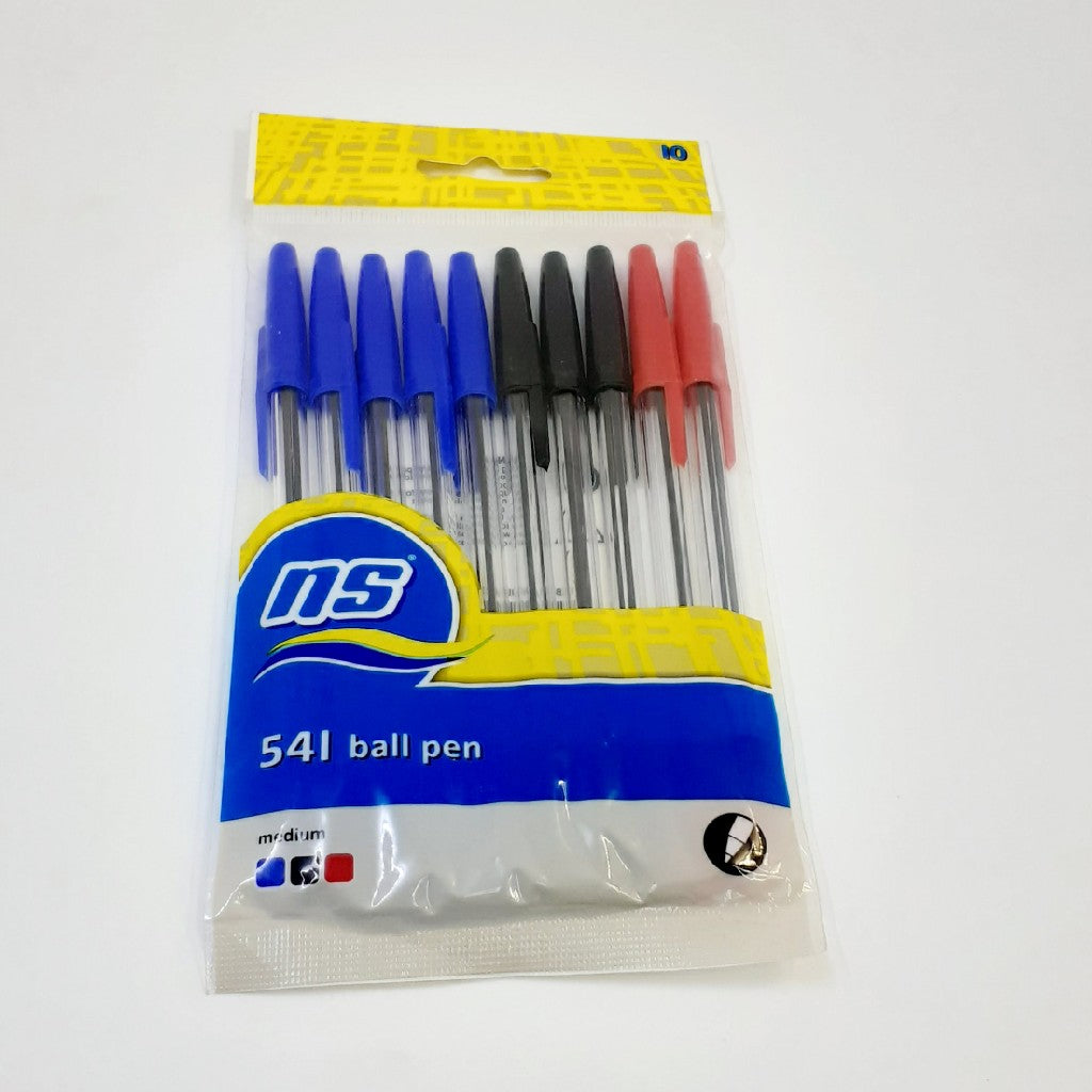 NS 541 Ball Pen Blue Red & Black 10'S -
