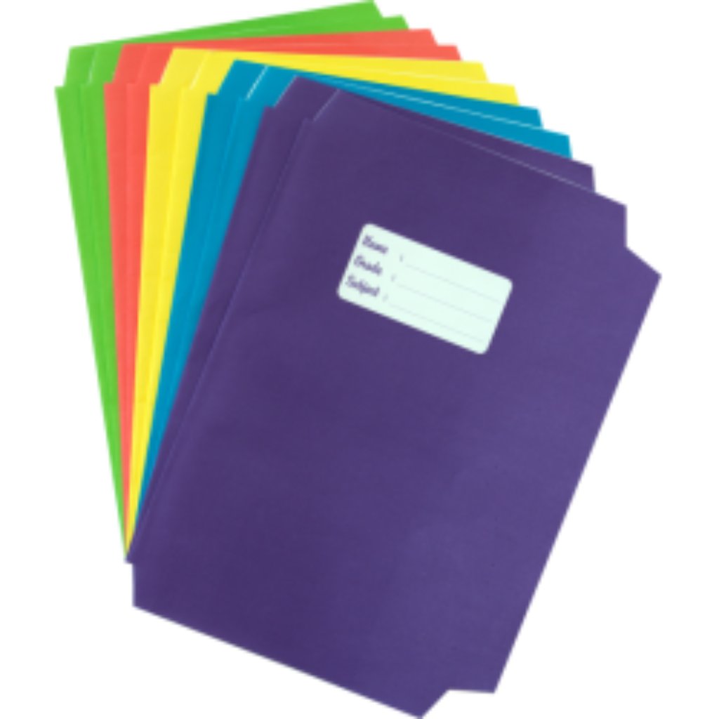 NS Pre Cut A4 Book Covers Bright Colours 10'S -