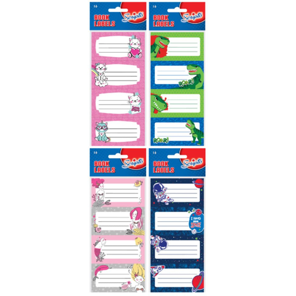 Scripto Fashion Book Labels Assorted 16'S