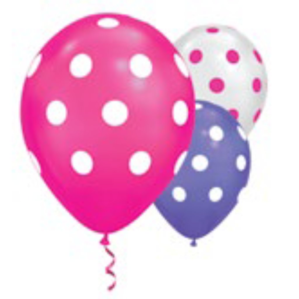 NS Medium Polka Dot Balloons Assorted 6'S -