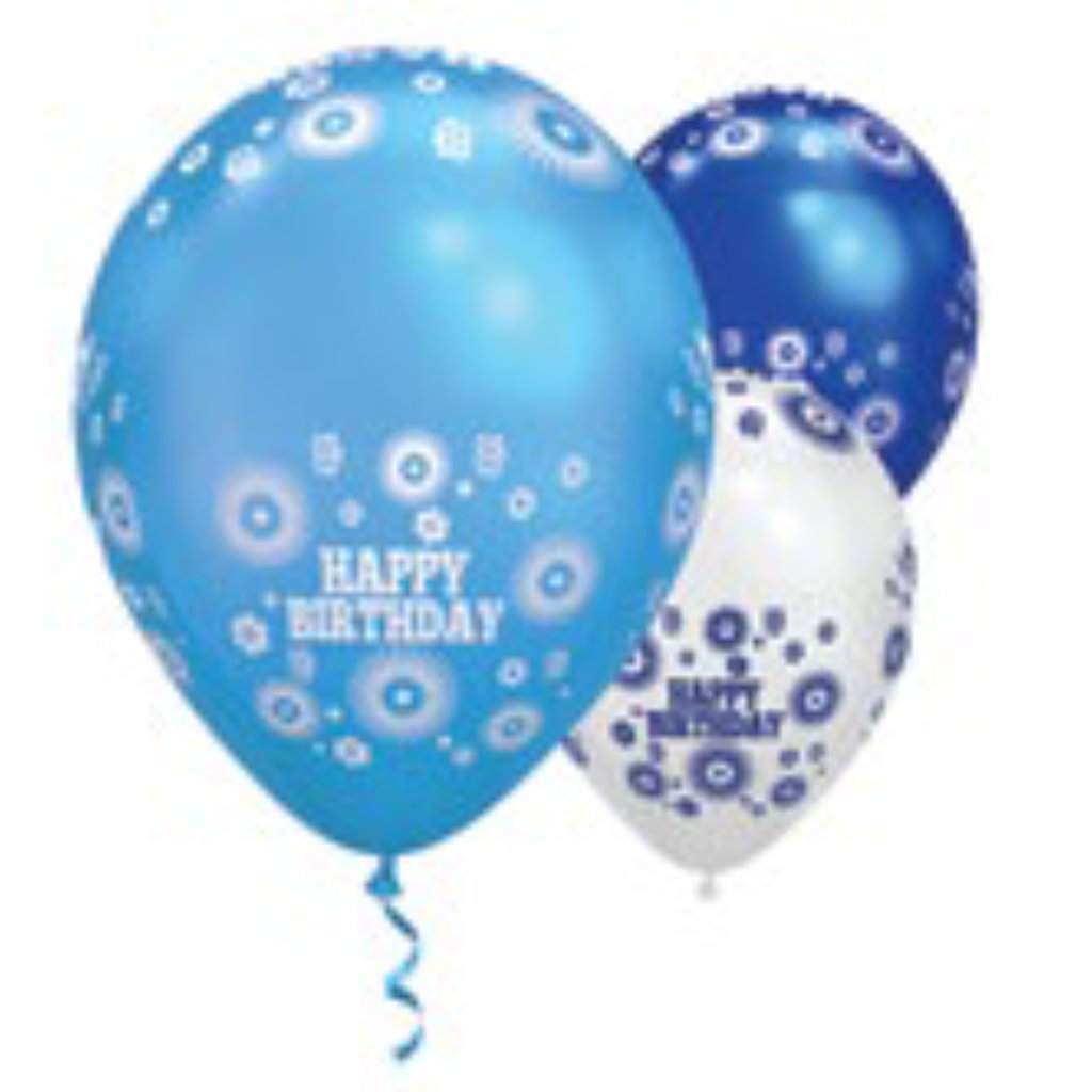 NS Medium Birthday Balloons Assorted 6'S -