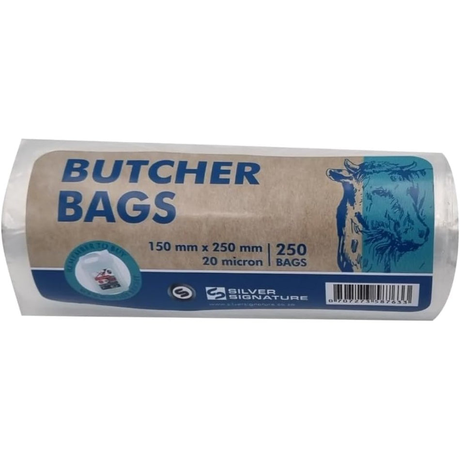 Silver Signature Butcher Bags 150mmx250mm 20Mic 250'S