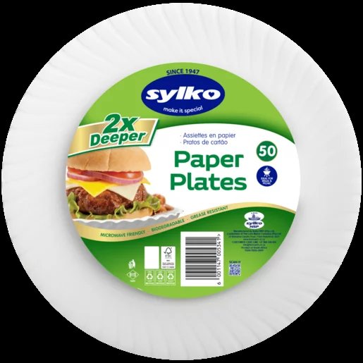 50'S SYLKO PAPER PLATES 230MM