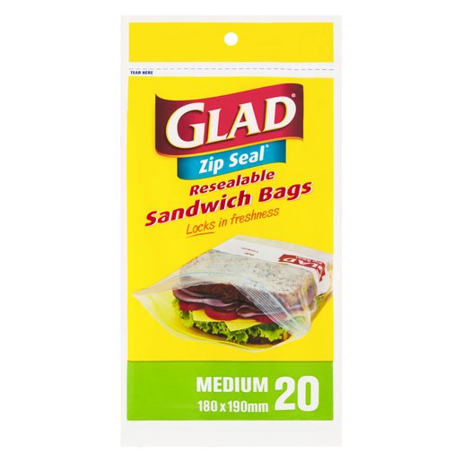 Glad Sandwich Zipper Bags 20'S