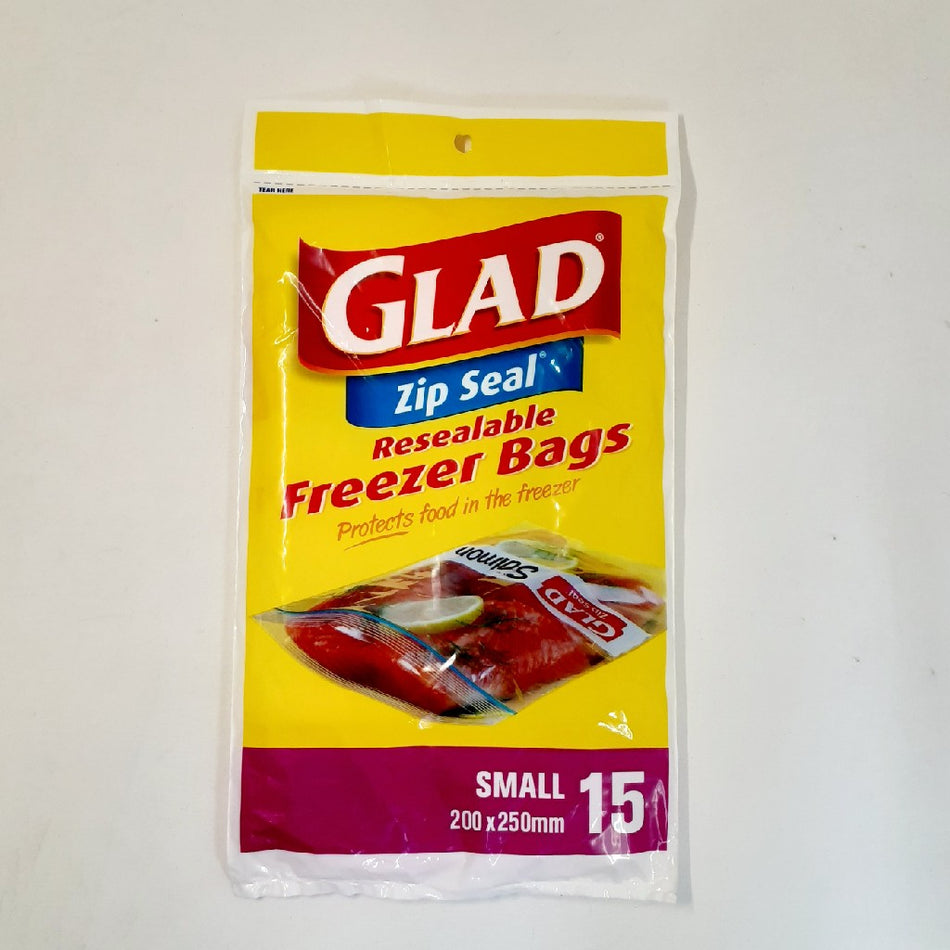 Glad Zip Seal Resealable Freezer Bags 15 Pack