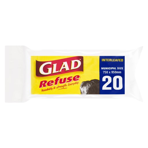 Glad Refuse Black Bags 20'S