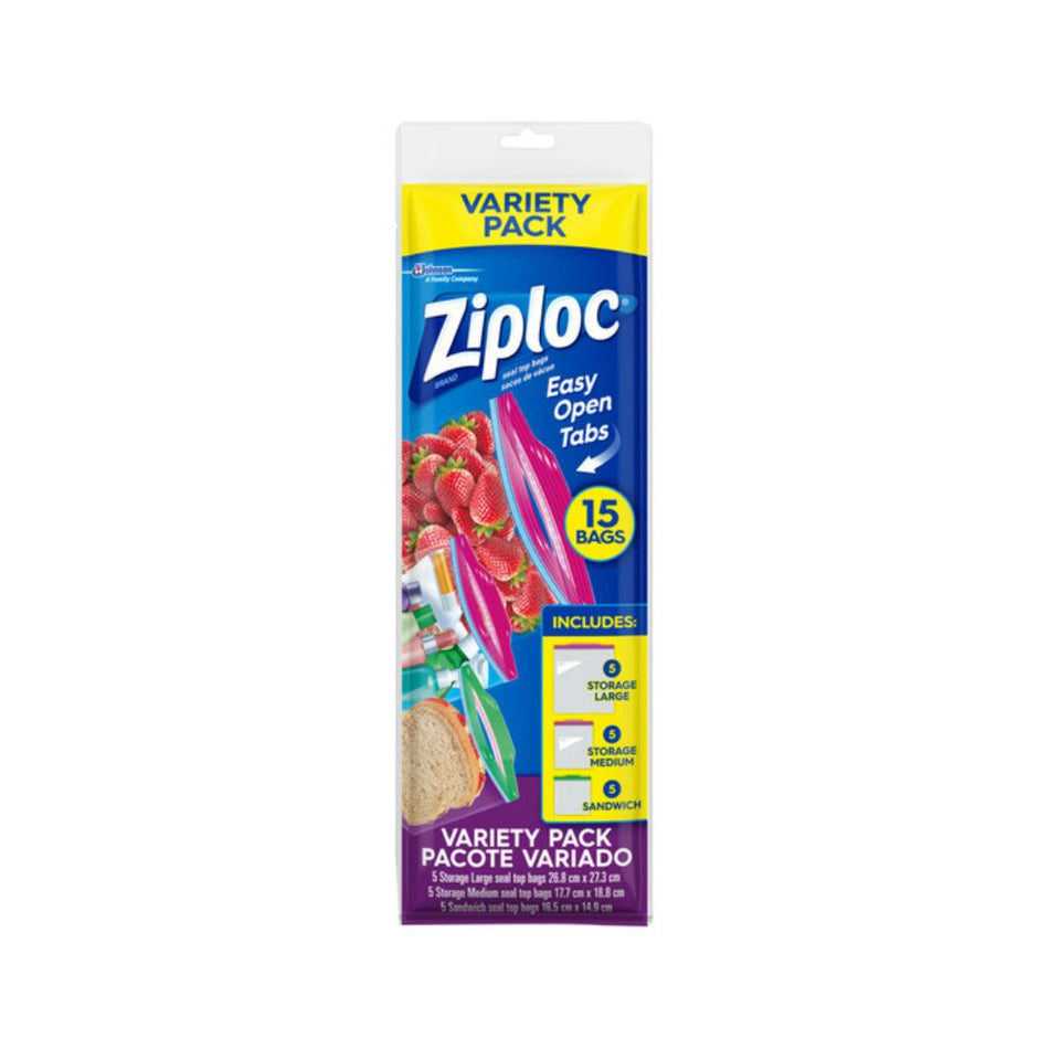 Ziploc Plastic bags Variety Pack 15'S