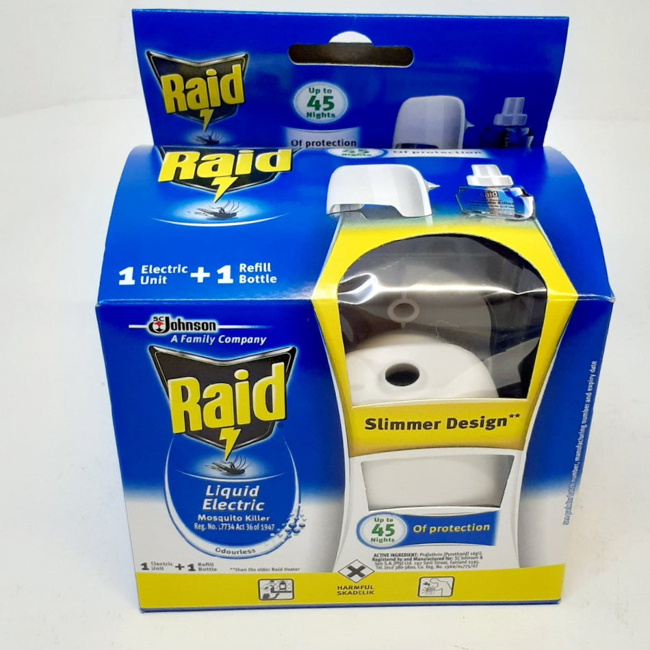 Raid Odourless Liquid Electric Mosquito Killer Electric Unit & Refill Bottle Set 2 Piece