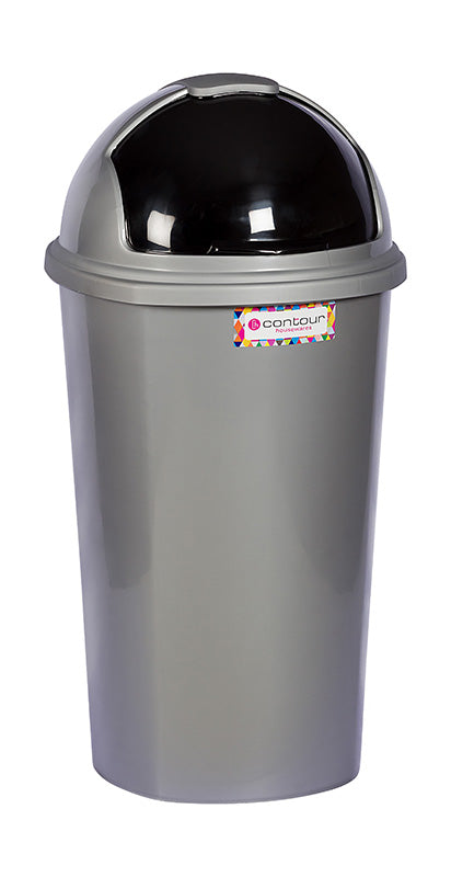 Buzz Contour Round Lift Bin 25L Silver