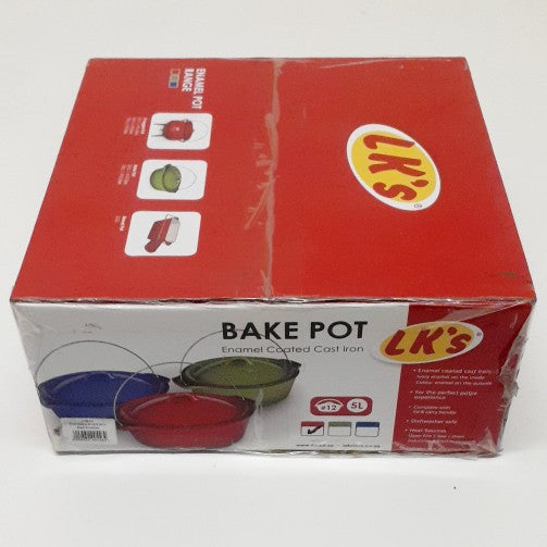 Lk's Bake Pot No 12 Red Enamel 5L -
