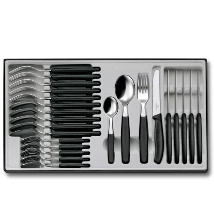 Victorinox Swiss Classic Table Set Black w/Round Tip - Giftbox 24's