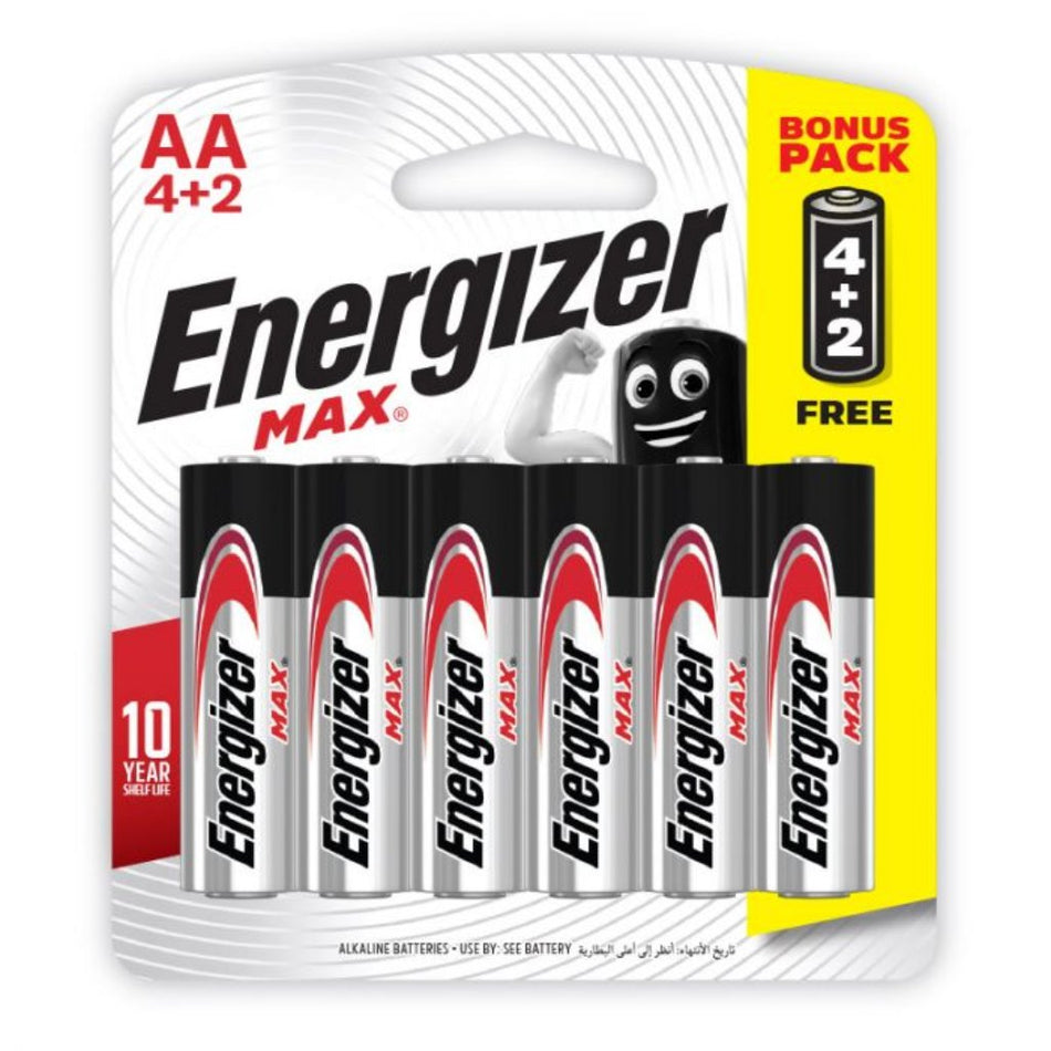 Energizer Battery Max AA 4 + 2 Free 6'S