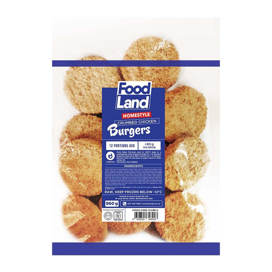 Foodland Crumbed Chicken Burger Patties 990G
