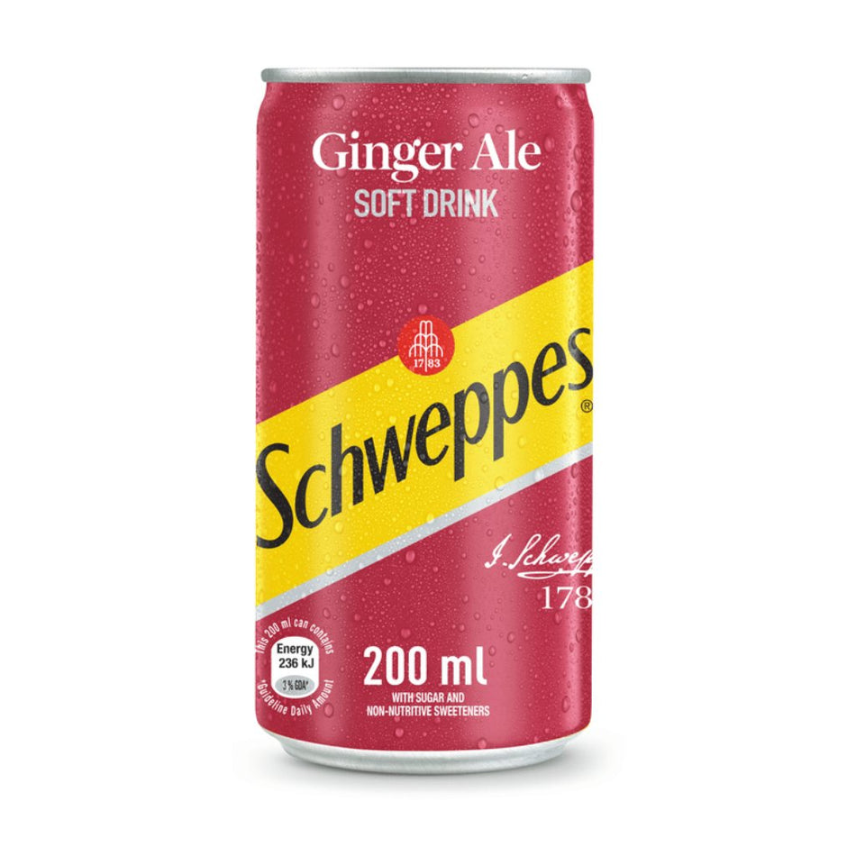 Schweppes Soft Drink Ginger Ale Can 200ML