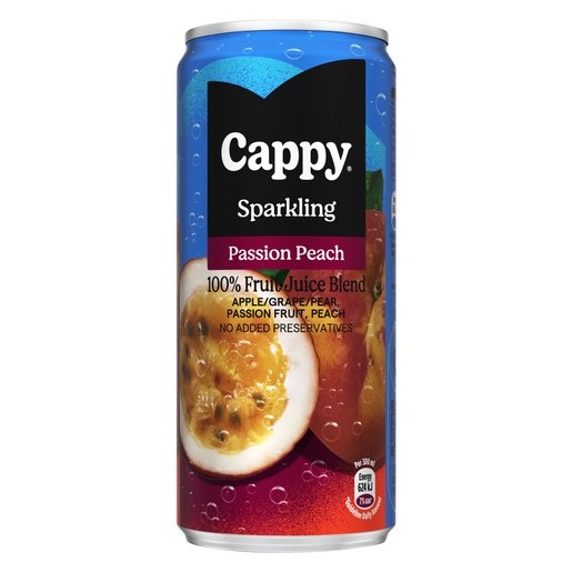Cappy Sparkling Passion Peach 100% Fruit Juice Blend 300ml