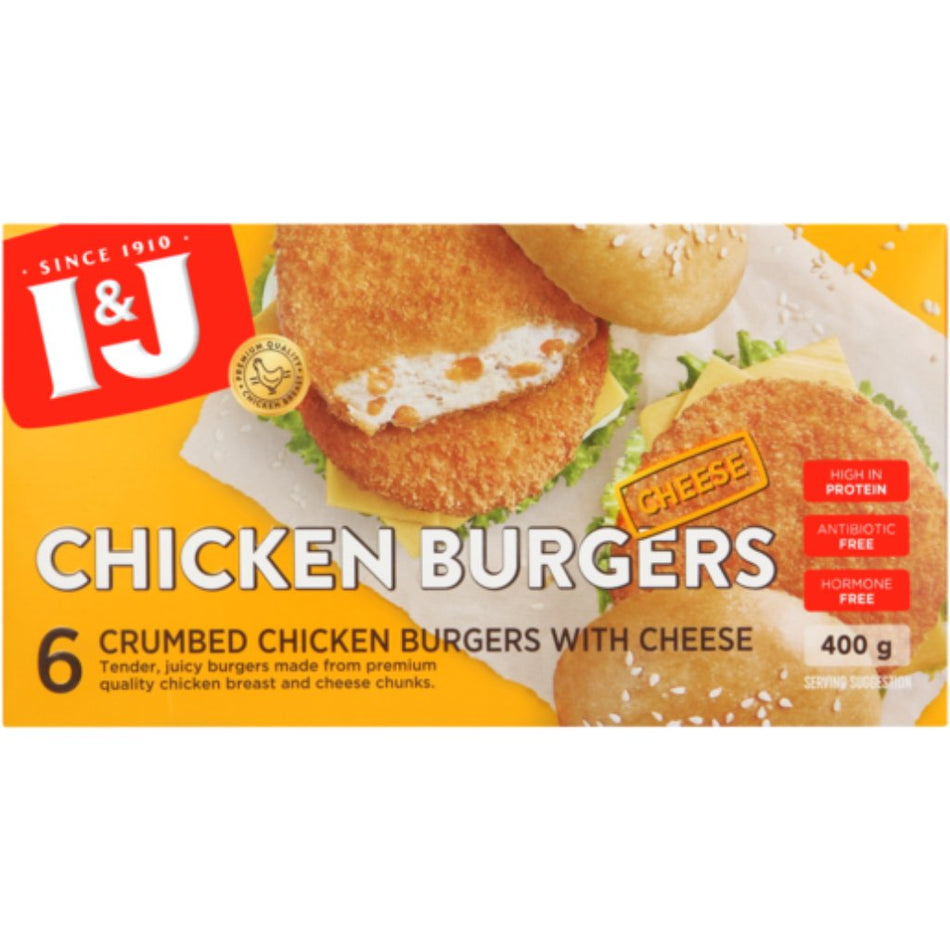 I&J Burger Patties Chicken & Cheese 400G
