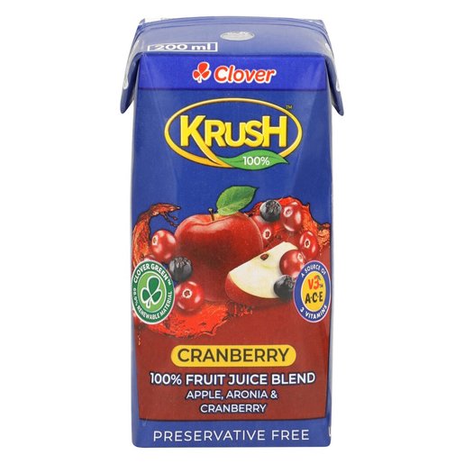 Clover Krush 100% Juice 200ML Cranberry