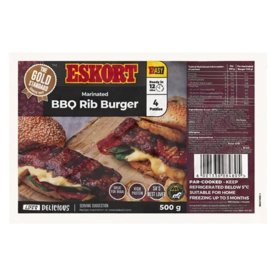 Eskort Bbq Rib Burger 500G
