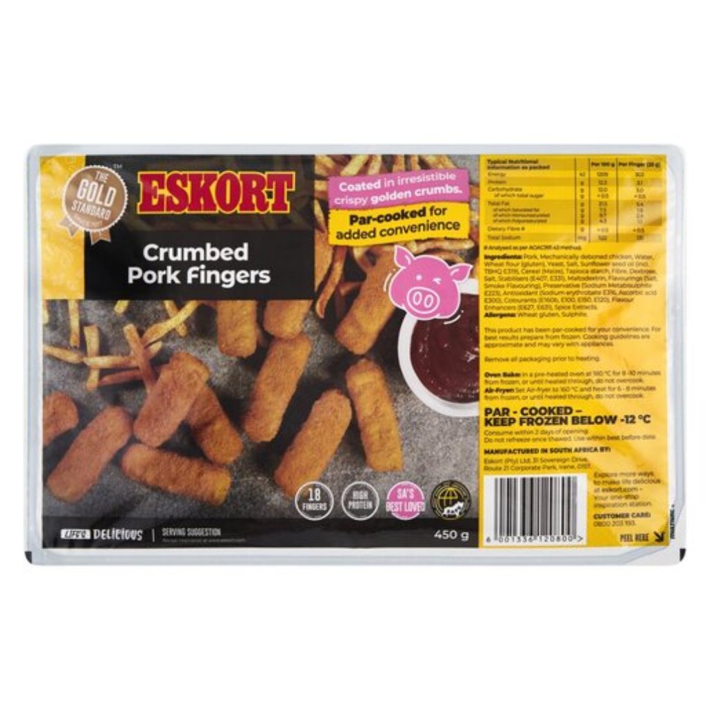 Eskort Pork Fingers Crumbed 450G DEFAULT TITLE